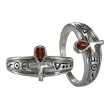 Sterling Silver Egyptian Ankh Hieroglyph Garnet Gemstone Kemetic Ring (sz 4-15)
