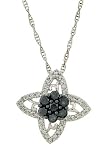 14K White Gold Black and White Diamond Pendant, 0.50 CTW