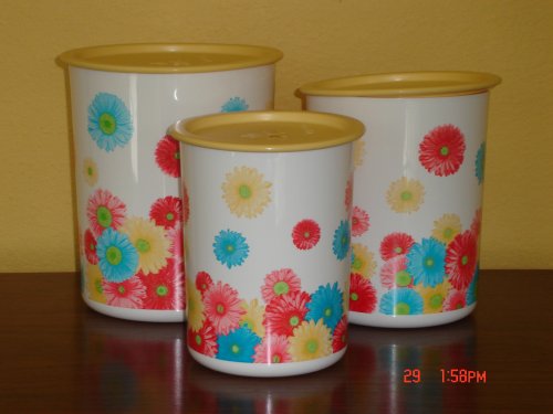Tupperware Daisy 3 Pc One Touch Canister Set