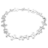 Sterling Silver Stipple Finish Music Notes .925 Stamp Hypoallergenic Nickel Free Bracelet