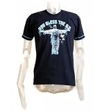 Hard 8 Mens Short Sleeve Tee With Rhinestone ‘God Bless The DJ’ Graphic On Front And Headphone With Logo On Back