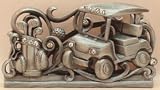 Golf Themed Pewter and Rhinestone Desktop Business Card Holder