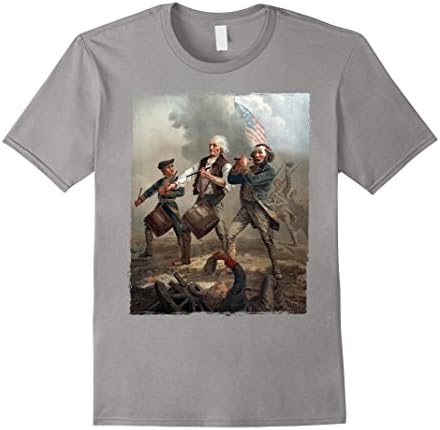 Men's AMERICAN REVOLUTION WAR 1776 THREE MEN PATRIOT FLAG DRUM 3XL Slate