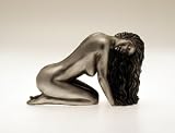 Artistic Nude Sculpture Of A Woman - Art Deco Style Statue In Pewter Finish - Makes A Stunning Paperweight Or Desk Ornament