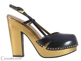 Prada Women's Bronze Leather Platform Heel Shoes