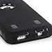 E-LV Deluxe Hard Soft High Impact Hybrid Armor Defender Case Combo for Apple iPhone 5C with 1 Screen Protector, 1 Black Stylus and 1 Microfiber Sticker Digital Cleaner (Black on Black)
