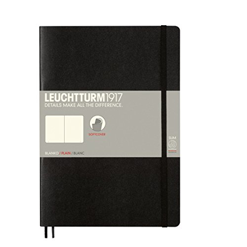 LEUCHTTURM1917 - Notebook Softcover Composition B5-123 Numbered Pages for Writing and Journaling (Plain, Black)