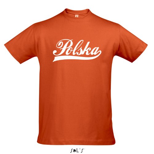 T-Shirt Polen Oldschool Polska LÄNDERSHIRT EM / WM FAN Trikot S-XXL , Orange – weiß , M