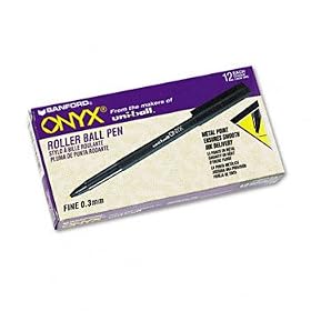 uni-ball 60143 - Onyx Roller Ball Stick Dye-Based Pen, Black Ink, Fine, Dozen-SAN60143