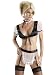 Sexy Upstairs Maid Costume 5 Piece Set Top Apron g-String Neckband Black Stockings