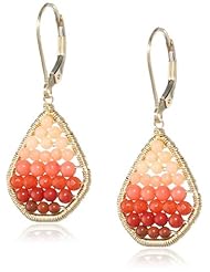 Dana Kellin Sassy and Sweet Carnelian and Coral Filled Pentagon Shaped Earrings