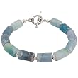 EXP Handmade Blue Fluorite Bracelet With Faceted Silver Beads - Cylinder