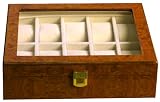 Watch Storage Chest For 10 Watches Burlwood Finish