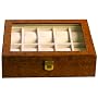 Watch Storage Chest For 10 Watches Burlwood Finish