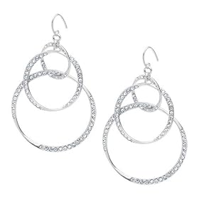 Fossil Earrings - Large Silver Pave Orbitals (Color: Silver)