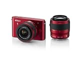 Nikon 1 J1 10.1 MP HD Digital Camera System with 10-30mm VR and 30-110mm VR 1 NIKKOR Lenses (Red)