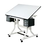 Alvin and Co. CraftMaster Art, Drawing & Hobby Table with White Base and White or Maple Top