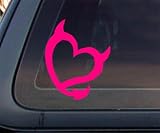 Devil Heart Car Sticker / Decal - Hot Pink