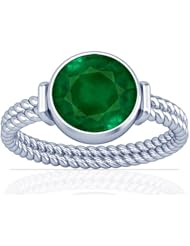 Platinum Round Cut Emerald Womens Astrological Ring
