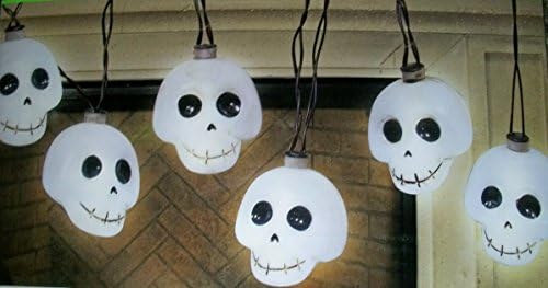 Set of 8 Flashing Halloween Skull Lights with Sound - Battery Operated