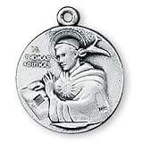 Sterling Silver Saint Thomas Aquinas Medal and 18-inch Chain