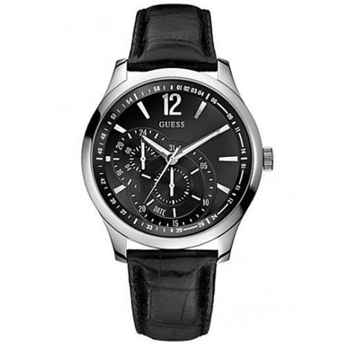 Guess,GUESS Vessel Crocodile Black Leather Watch - W,GUESS,U95152G1,GU18321