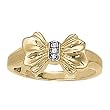 14K Yellow Gold Diamond Bow Ring