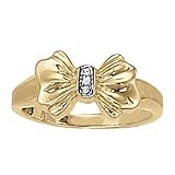 14K Yellow Gold Diamond Bow Ring