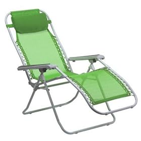Pacific Outdoors La Chaise Folding Recliner- Lime Green Mesh with White Frame