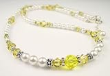 November Citrine Swarovski Crystal Birthstone Beaded Necklaces in Sterling Silver with White Pearls by Gemstone Gifts Handmade Jewelry.