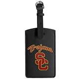 USC Trojans Black Leather Printed Logo Bag Tag