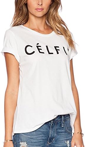 Createearth Women's CELFIE Letter Printing All-Match Casual T-shirt