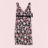 Connected Black / Pink Floral V-Neck Empire Waist Sweetheart Knee
Length Cocktail Dress - Size 8