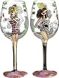 Bottom's Up Hand Painted Wine Glass Cougars