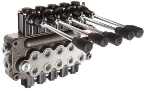Prince MB51BBBBB5C1 Directional Control Valve, Monoblock, Cast Iron, 5 Spool, 4 Ways, 3 Positions, Single Acting Cylinder Spool, Spring Center, Straight Handle, 3500 psi, 8 gpm, In/Out: #8 SAE, Work #8 SAE