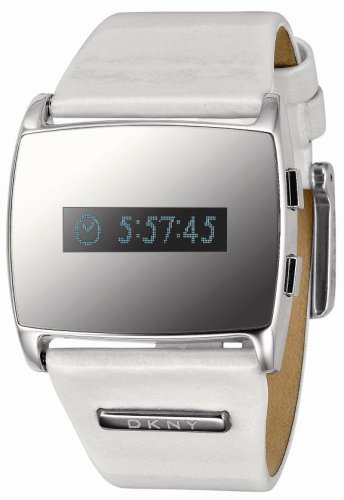 DKNY Stainless Steel Ladies Black & Silver Dial with Cream Patent Leather Strap Watch