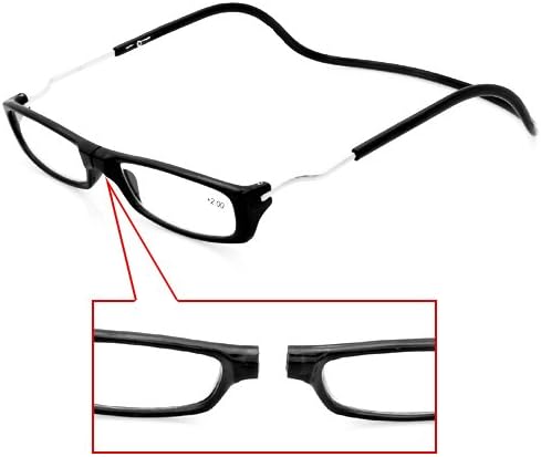 New Magnetic Black or Brown Frame Power Reading Glasses +1 +1.5 +2 +2.5 +3 +3.5 +4.0 (+1.5, Black)