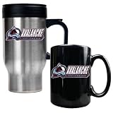Colorado Avalanche NHL Stainless Steel Travel Mug and Black Ceramic Mug Set