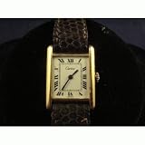 Vintage Antique: Pre-Owned Woman's Cartier Watch Vermeil Tank RARE WHITE Dial Swiss Manual Wind... by Cartier