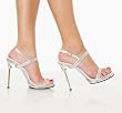 4 1/2 Inch Sexy Wedding Shoes Bridal Shoes Stiletto With Rhinestones Heel Silver / Clear