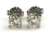14k White Gold, Round, Diamond Stud Earrings (0.74 Ct H Color, VS2 Clarity)