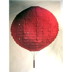 Red Fabric Beaded Party Lantern