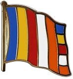 Flaggen-Pin / Anstecker Buddhismus vergoldet