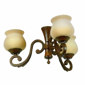 Casablanca KGC5-63 Exclusive Barolo Three-Light Fixture with Center-Stem and Amber Glass,... by Casablanca