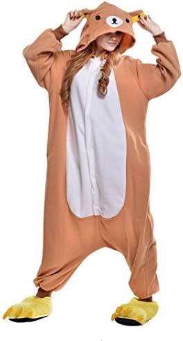 NEWCOAPLAY Bear Set Unisex Onesies Pajamas Kigurumi Cosplay Sleepsuit Costume (M, Rilakkuma)