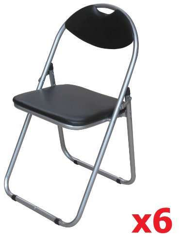 Pack of 6 Chairs - Black Padded Folding Office, Computer, Desk Chairs top Garden Furniture product Pack of 6 Chairs - Black Padded Folding Office, Computer, Desk Chairs picture