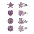 Tressa Sterling Silver Pink Cubic Zirconia Stud Earrings (Set of 4)