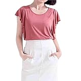 Spinas(スピナス) マタニティ 授乳服 カットソー 袖フリル バタフライスリーブ フェミニン 産後 兼用 春 夏 全3色 (グレー スイカレッド ワインレッド) (M, ワインレッド)