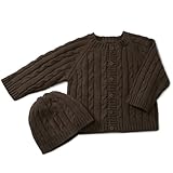 Elegant Baby 100% Cotton Cable Knit Sweater with Hanger - Chocolate, 6 Months