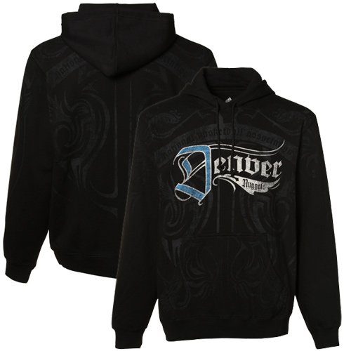 NBA adidas Denver Nuggets Black All Over Print Hoody Sweatshirt (Large)